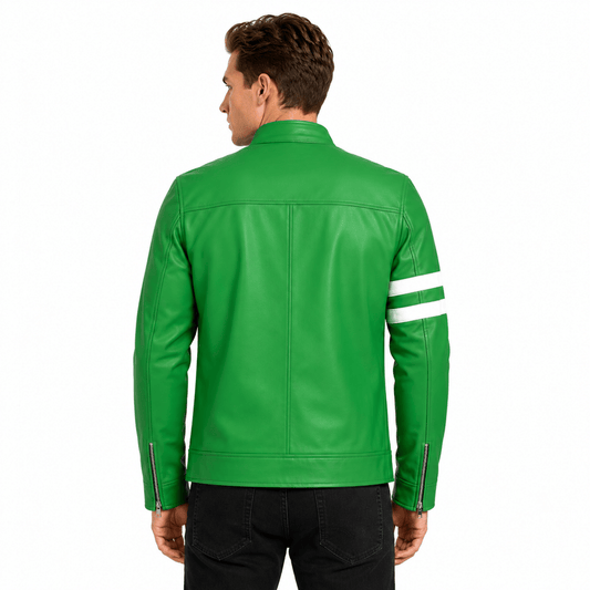 Ben 10 Alien Force Green Leather Jacket Tennyson Halloween Costume Men's - AshesWear