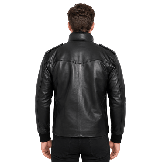 Bucky Barns Winter Soldier Black Leather Jacket Men's - AshesWear