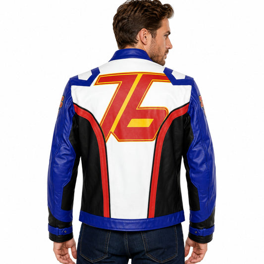 Soldier 76 Overwatch Blue Leather Jacket Men's.