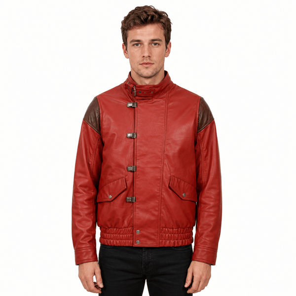 Akira Shotaro Kaneda Anime Pill Red Leather Bomber Jacket Halloween Costume - AshesWear
