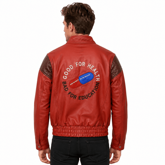 Akira Shotaro Kaneda Anime Pill Red Leather Bomber Jacket Halloween Costume - AshesWear
