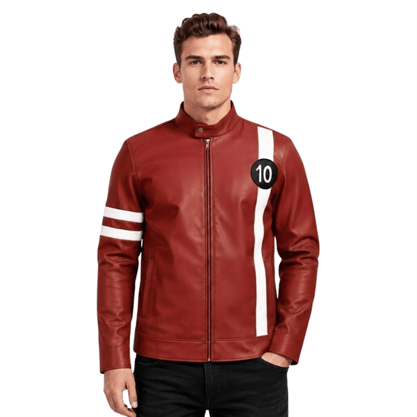 Ben 10 Alien Force Albedo Red Leather Jacket Halloween Costume for Men - AshesWear