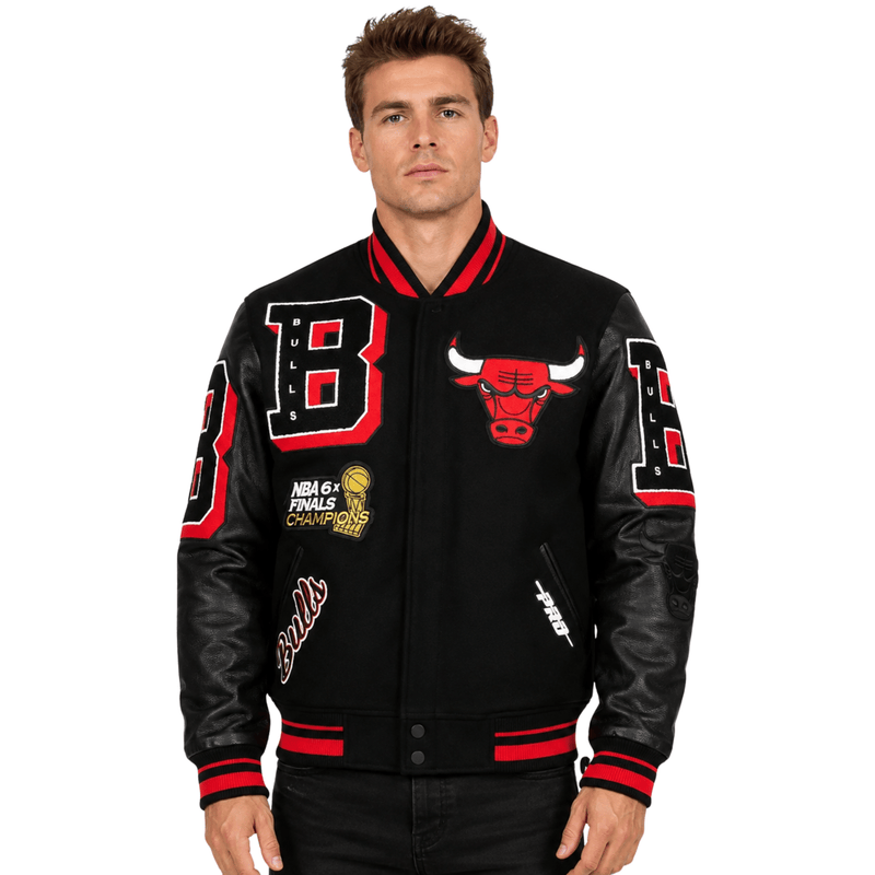 Chicago Bulls Black Wool Varsity Jacket Letterman Bomber - AshesWear