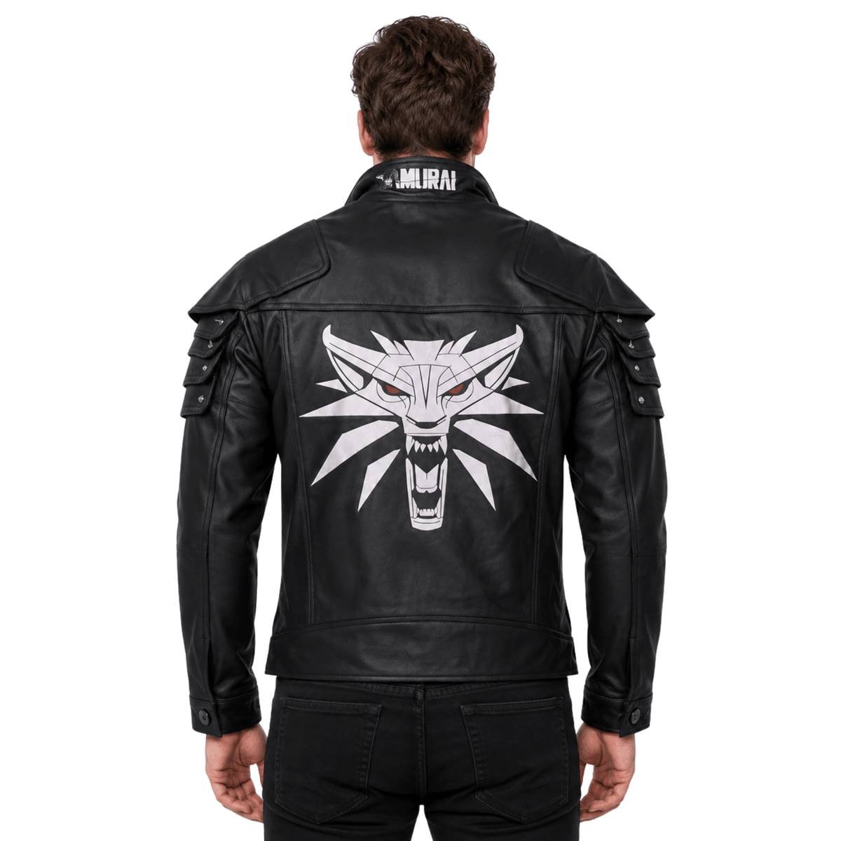 Cyberpunk 2077 V Samurai Wolf School Black Leather Jacket - AshesWear