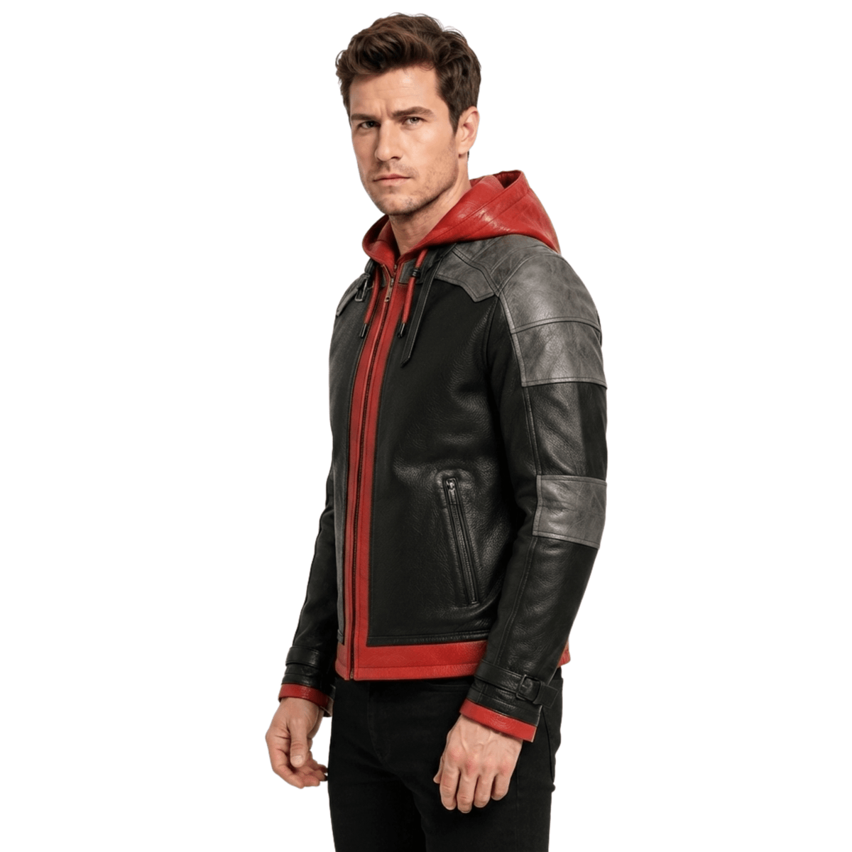 Jason Todd Red Hood Black Distressed Leather Jacket - AshesWear