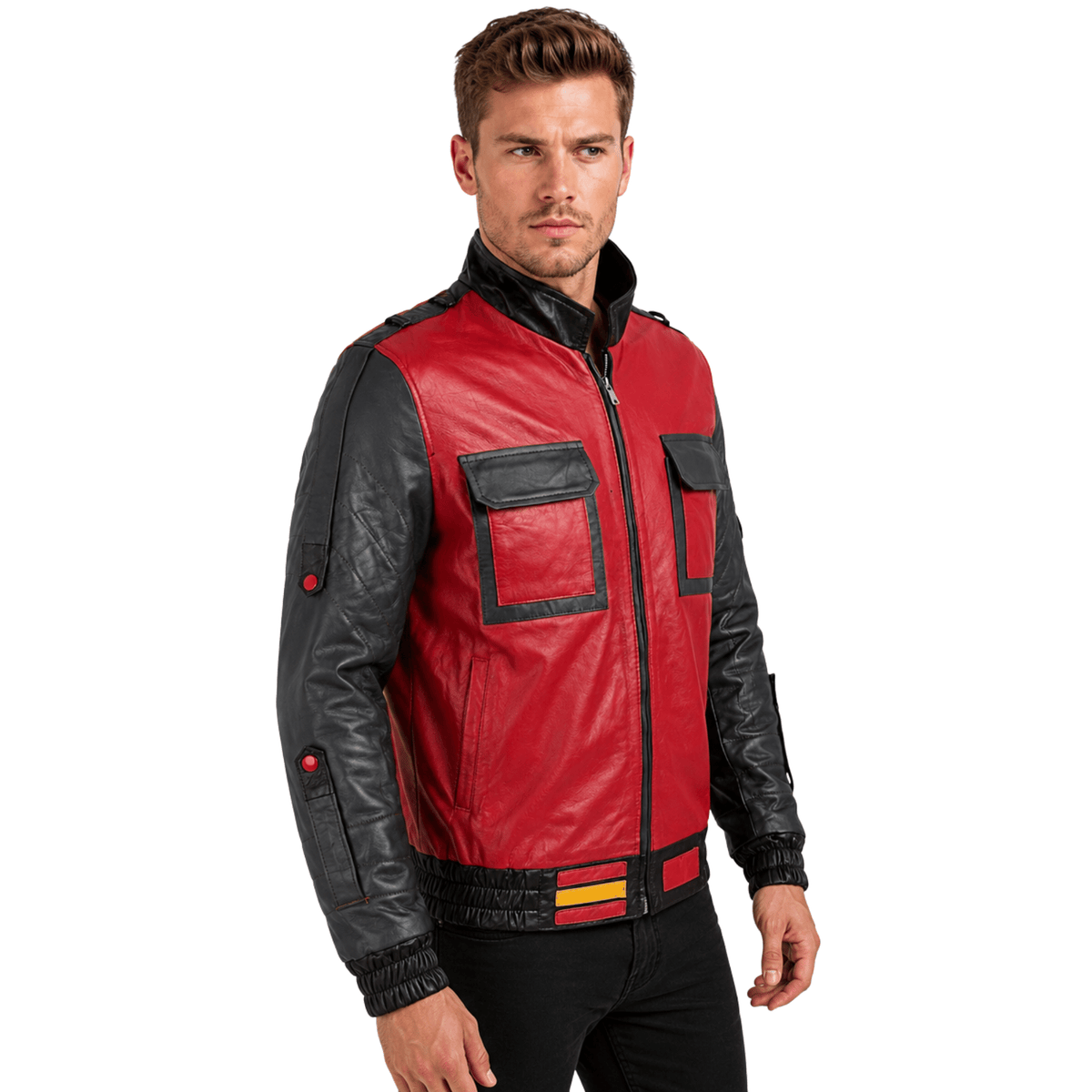 Marty Mcfly Back To The Future Red Leather Bomber Jacket - AshesWear