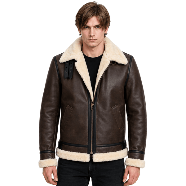 Resident Evil 4 Leon Kennedy Brown B3 Bomber Shearling Leather Jacket Halloween Costume - AshesWear
