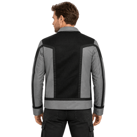 Star Trek Strange New Worlds Captain Pike Grey Leather Jacket Men's - AshesWear