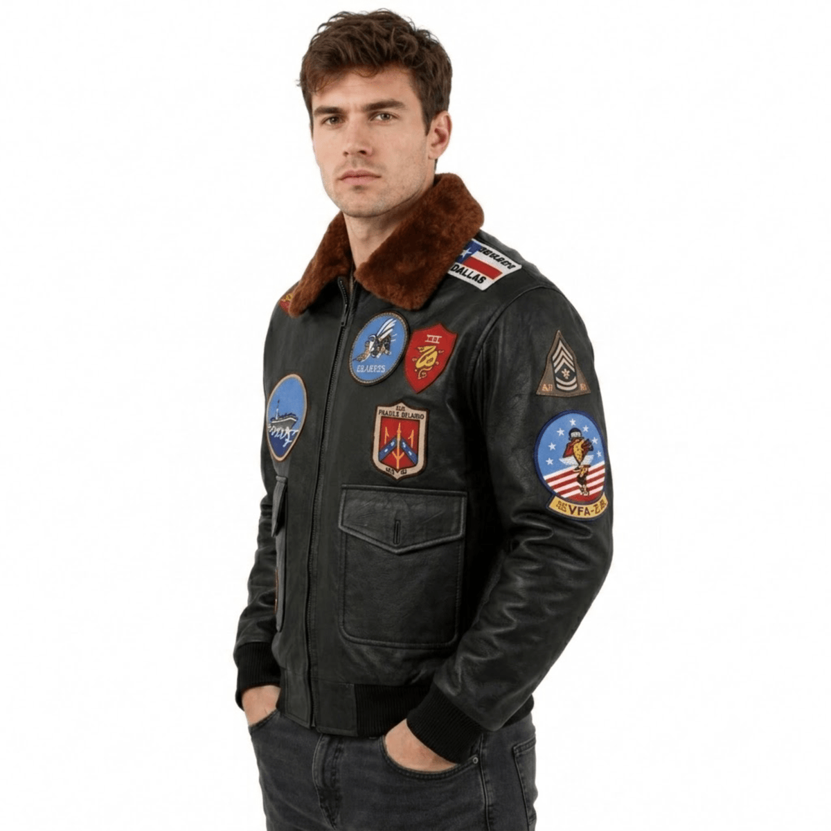 Tom Cruise Top Gun Pete Maverick Flight Pilot Bomber Aviator Jacket – Genuine Cowhide Leather with Fur Collar - AshesWear
